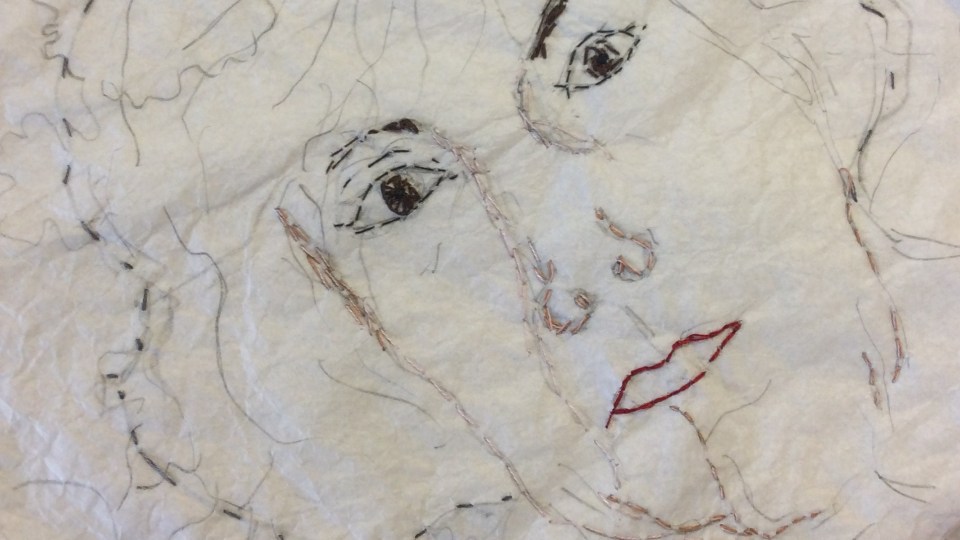 Sue Stone 2 Day Self Portrait workshop at Cork Textiles Network. See the finished portraits at the Knitting & Stitching shows 2018