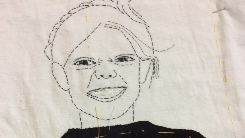 Sue Stone 2 Day Self Portrait workshop at Cork Textiles Network. See the finished portraits at the Knitting & Stitching shows 2018