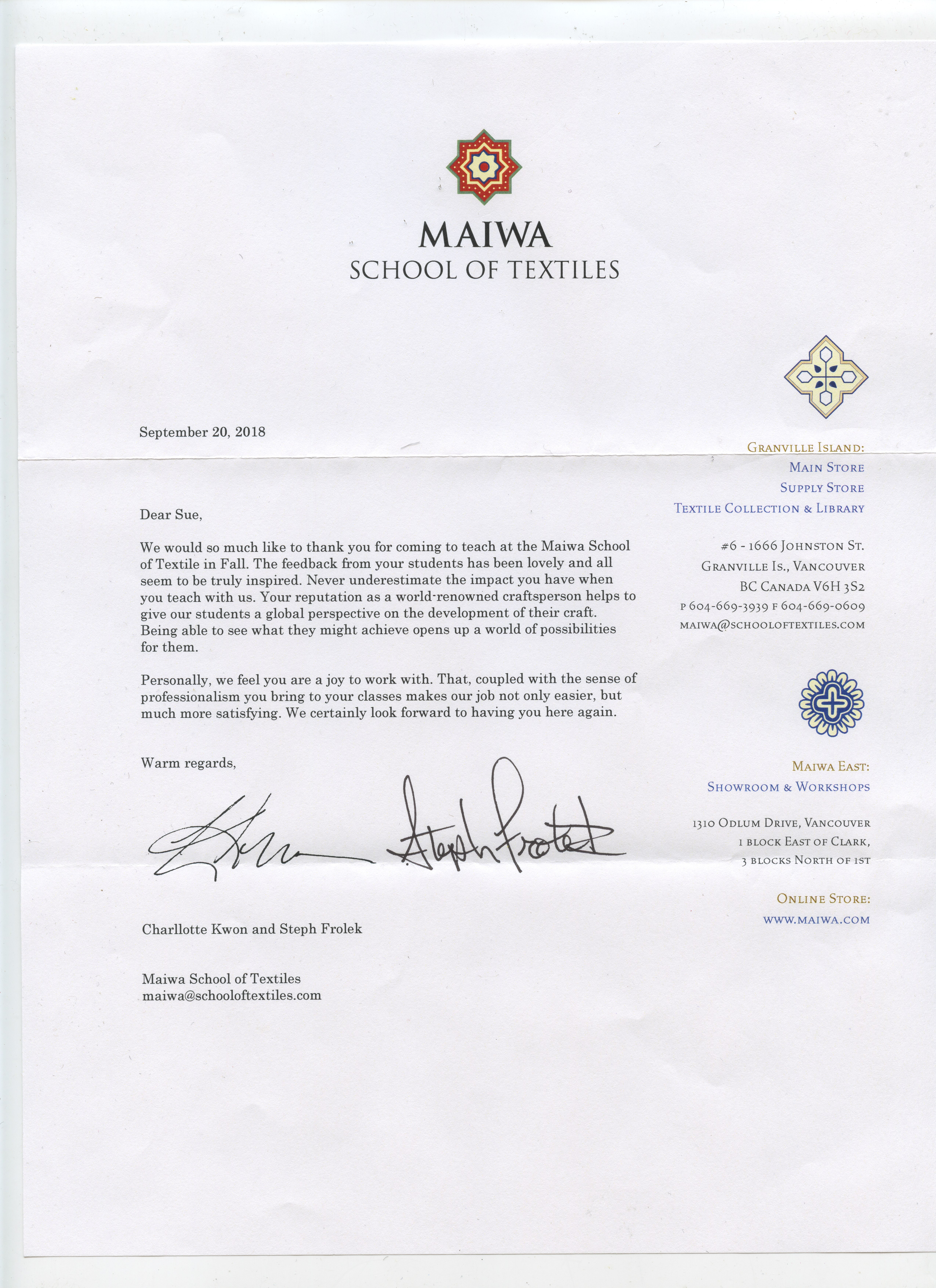 Maiwa Testimonial