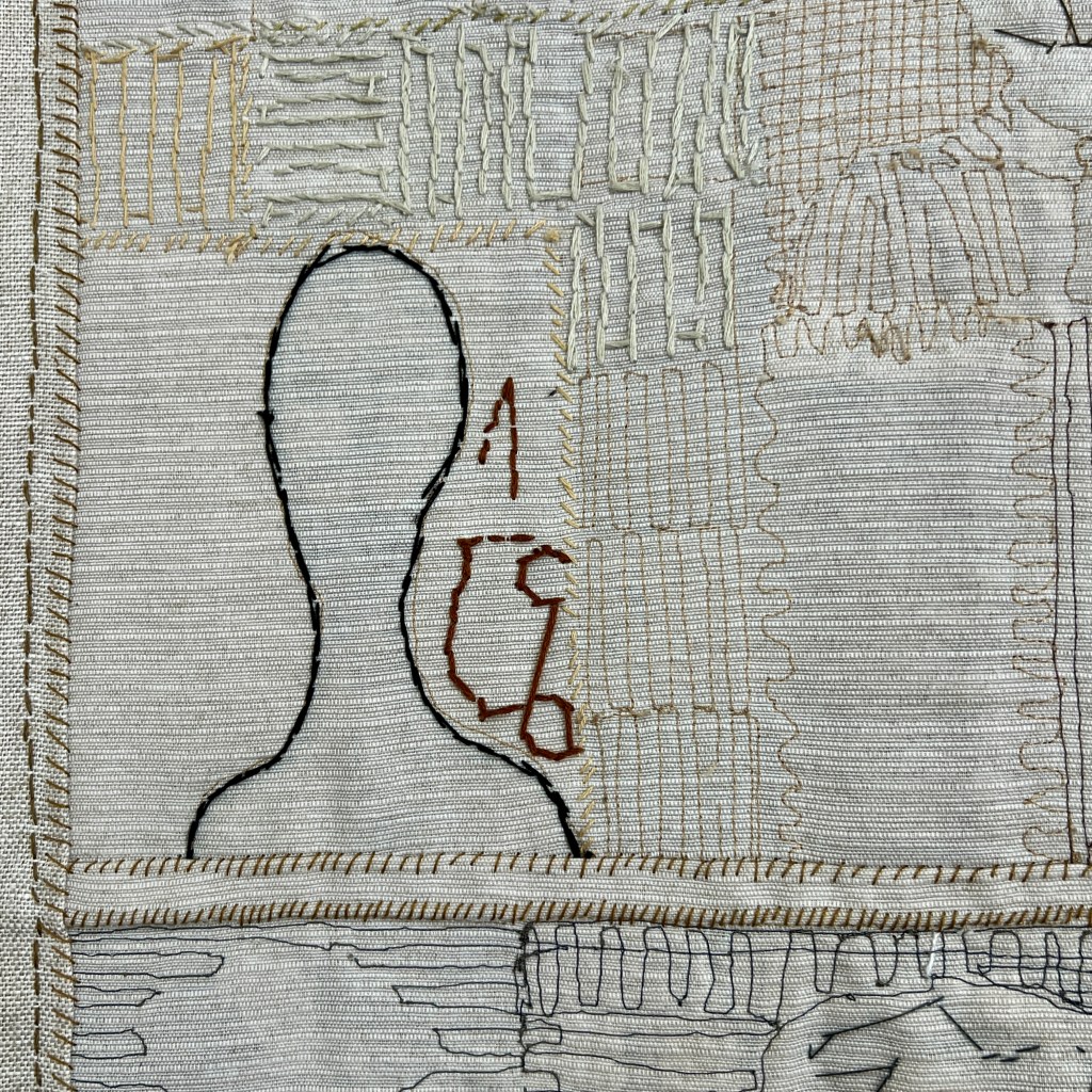 Detail of the back of my 'Coalescence' double sided hanging for the 62 Group exhibition 'Making as Learning' hand and machine stitch.