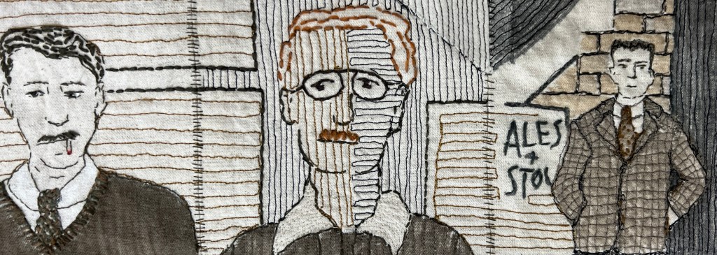 Detail of 'Coalescence showing small character studies made for my online course for Textileartist.org in 2022.