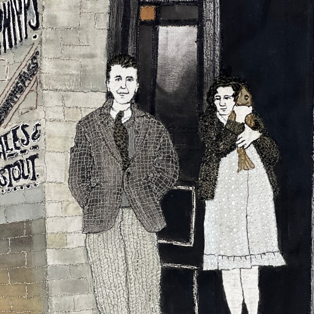 Detail of Outside the Pub - mixed media