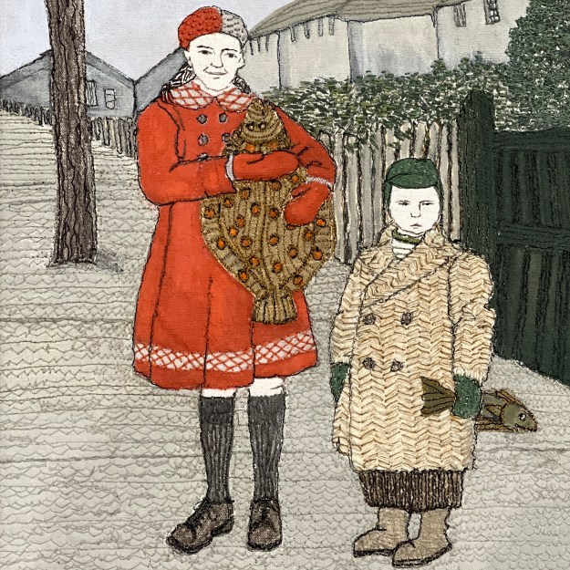Girl and boy with Fish, a reference to the artist's Grimsby heritage